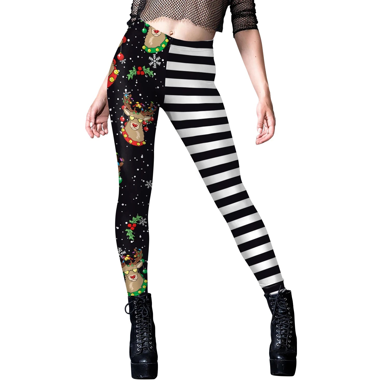 Phantasy Vintage Women Christmas Leggings Autumn Winter Women Xmas Pants Sexy Tights Trousers Festival Party Carnival Leggings - Colouronova