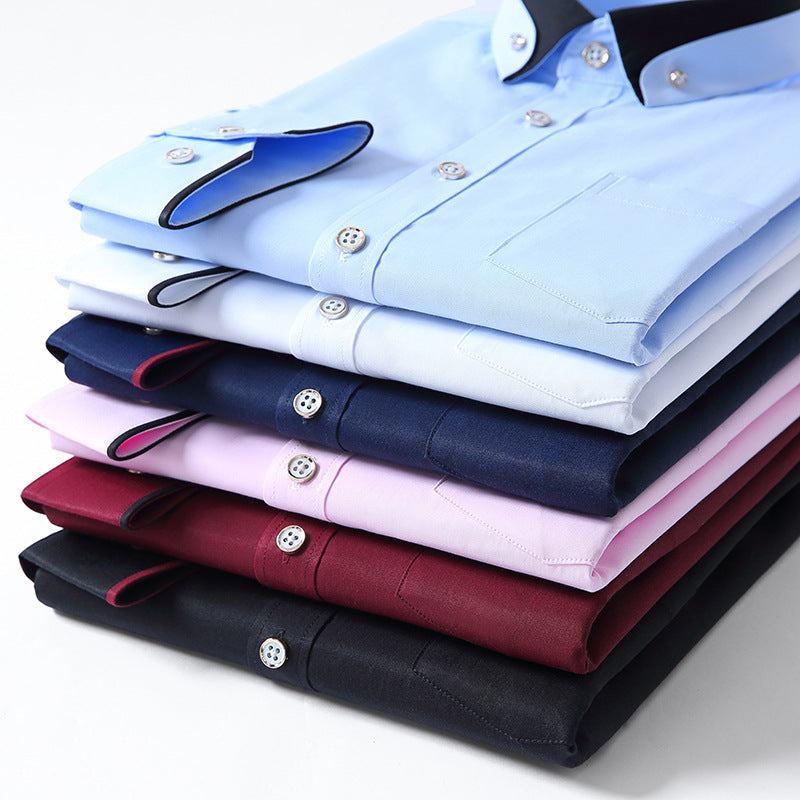 Men's Color Block Collar Stretch Long Sleeve Shirt Colouronova