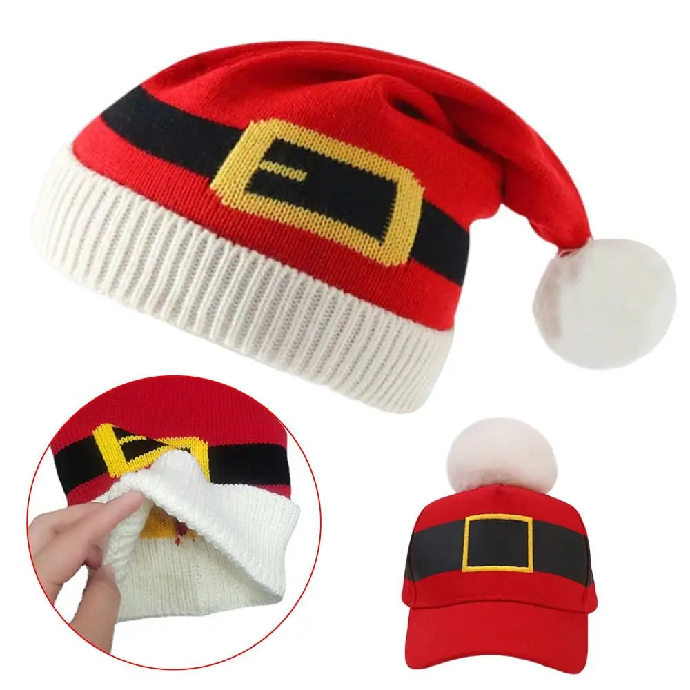 Gift Fur Pom Poms Christmas Hat Winter Thick Beanies Cap Plush Holiday Xmas Gifts for Adults - Colouronova