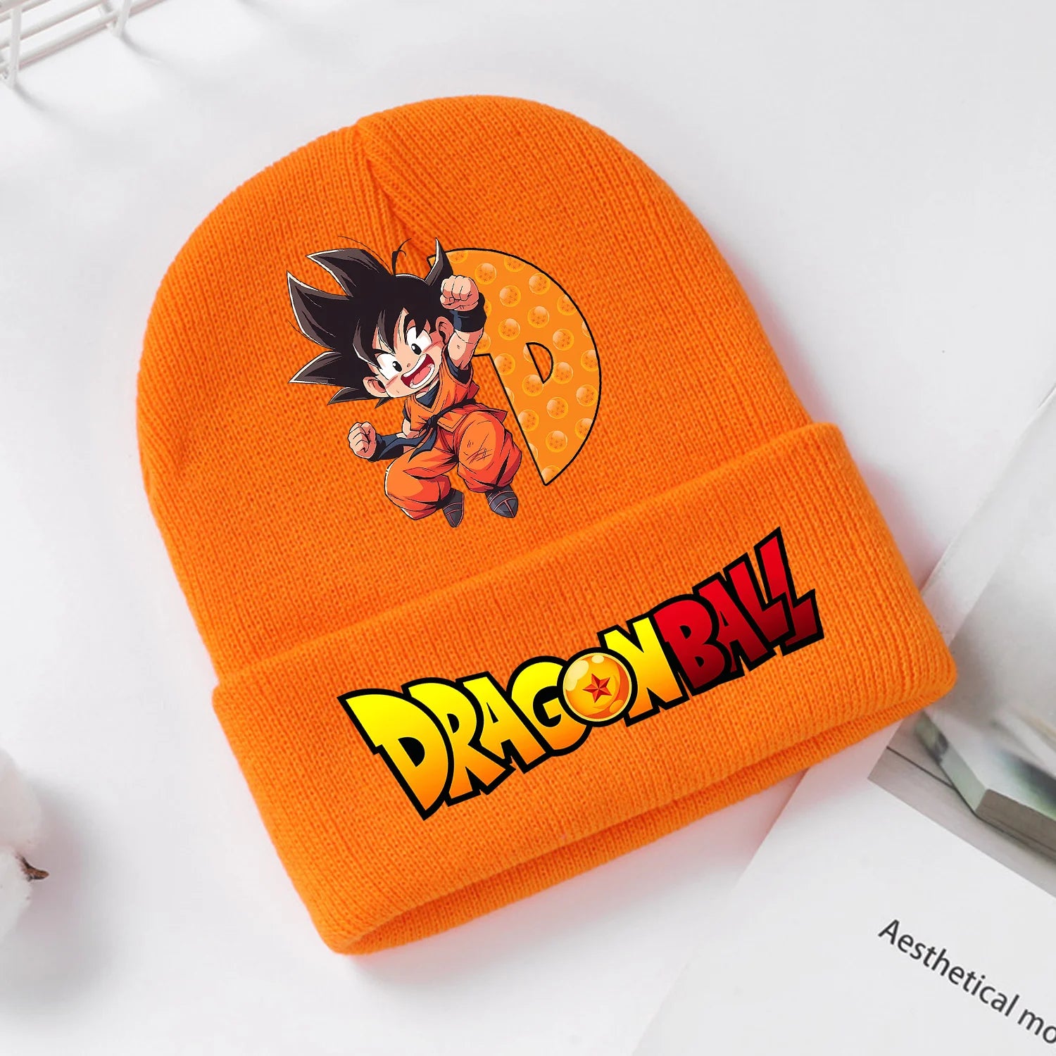 Dragon Ball Goku Knitted Hat Children Cartoon Letter A-Z Knitted Cap Boys Girls Orange Hat Decoration Skullies Beanies Kids Gift - Colouronova