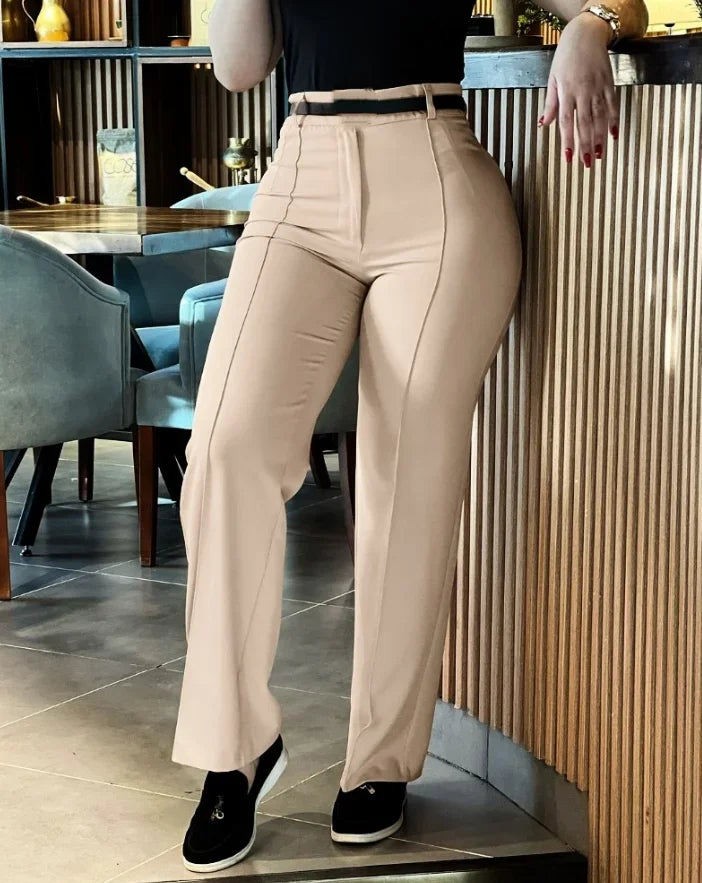 Fashion Formal Pants for Women Autumn Winter Business Wear Office Lady Long Trousers High Waist Straight Leg Women's Work Pants - Colouronova