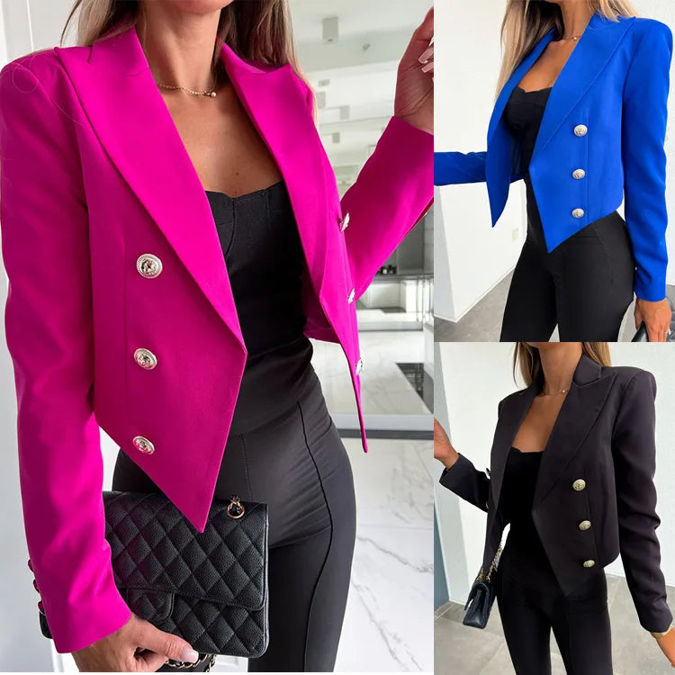 Women Autumn Winter Coat Jacket Solid Color Button Turndown Collar Long Sleeve Casual Fashion Elegant Comfortable Regular Fit - Colouronova