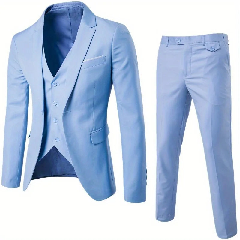 2025 All Season Business Casual Three Piece Suit for Men Groom and Groomsmen Wedding Suit - Colouronova