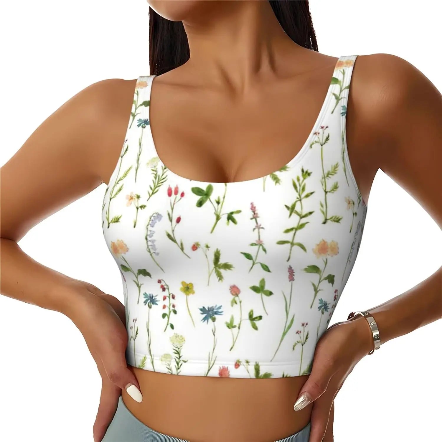 Season Watercolors of Herbs Flowers Print Winter Fashion Women Sports Vest Yoga Workout Vest for Women Lightweight Summer - Colouronova