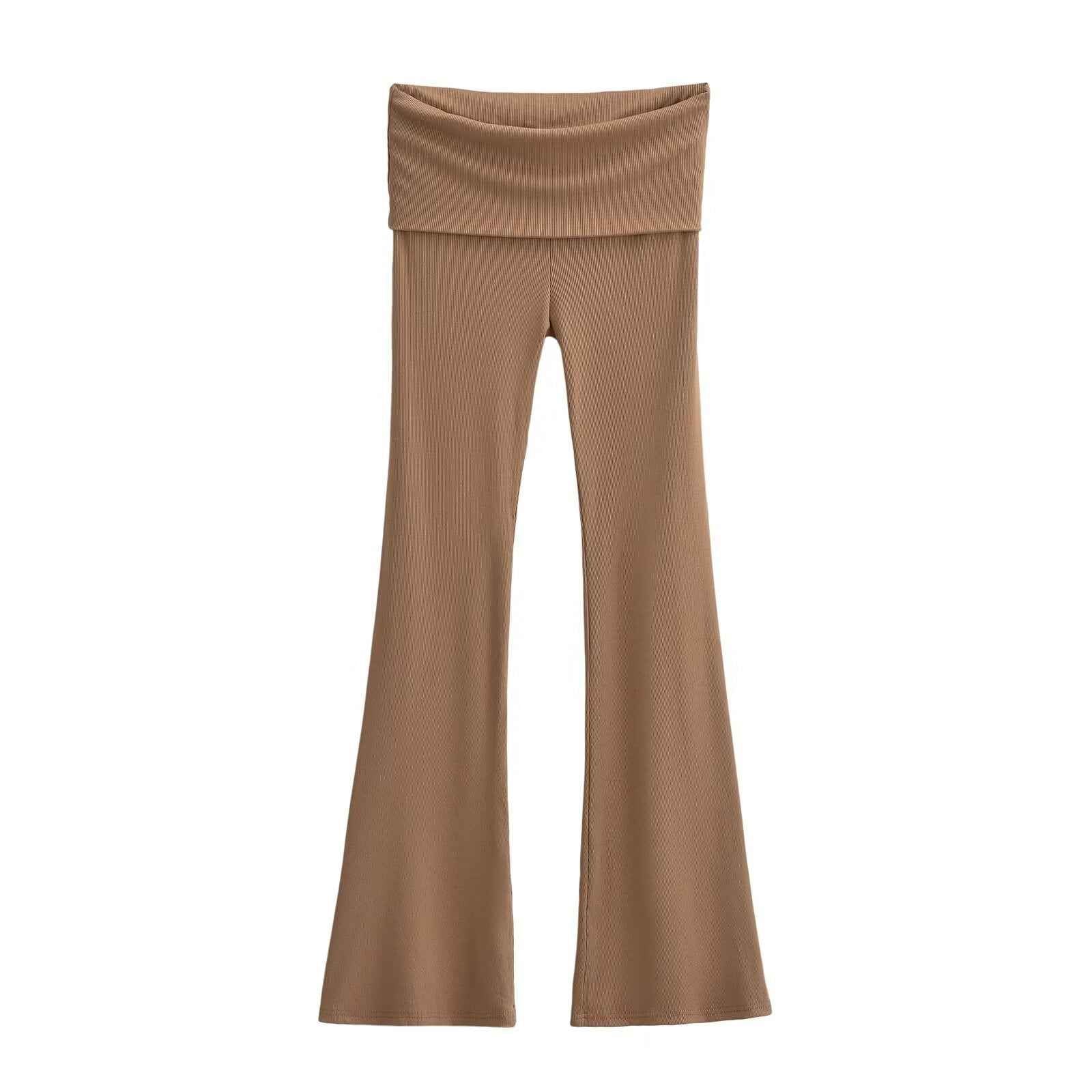 Women's Double Waist Flared Sports Pants