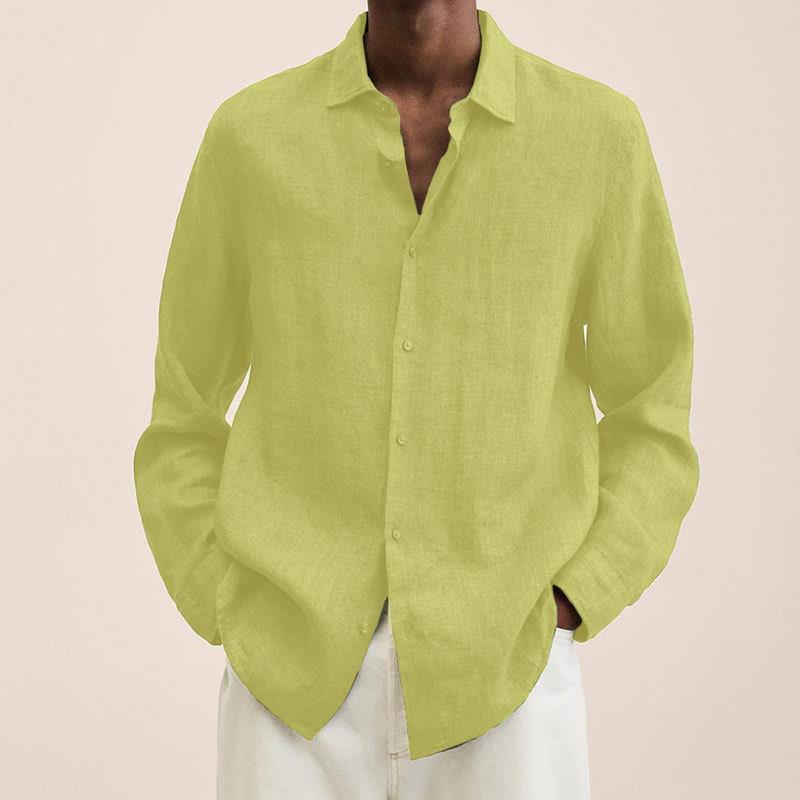 Loose Button Cotton and Linen Cardigan Shirt Men Colouronova