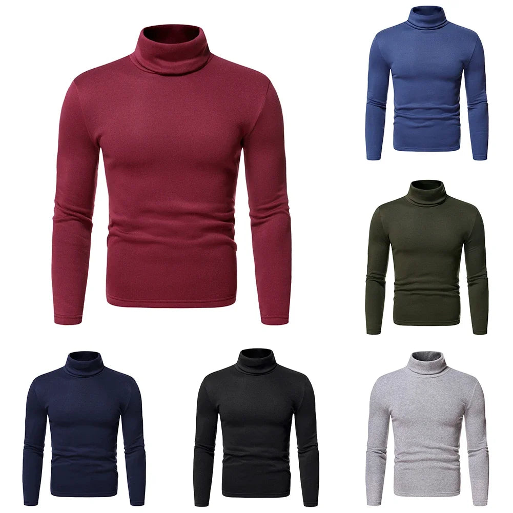 Man Thermal Turtleneck Casual Sleepwear Shirt S-2XL Sleeve Long Slim Coat 6 Colors Basic Sweater Bottom Winter Warm - Colouronova
