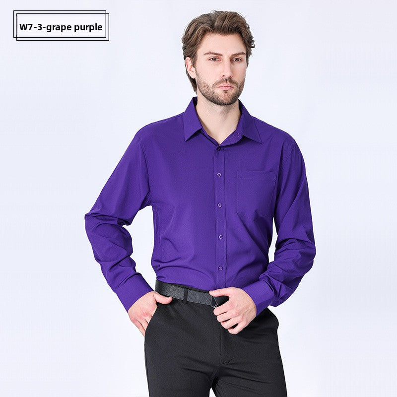 Men's Long-Sleeve Anti-Wrinkle Business Casual Shirt Colouronova