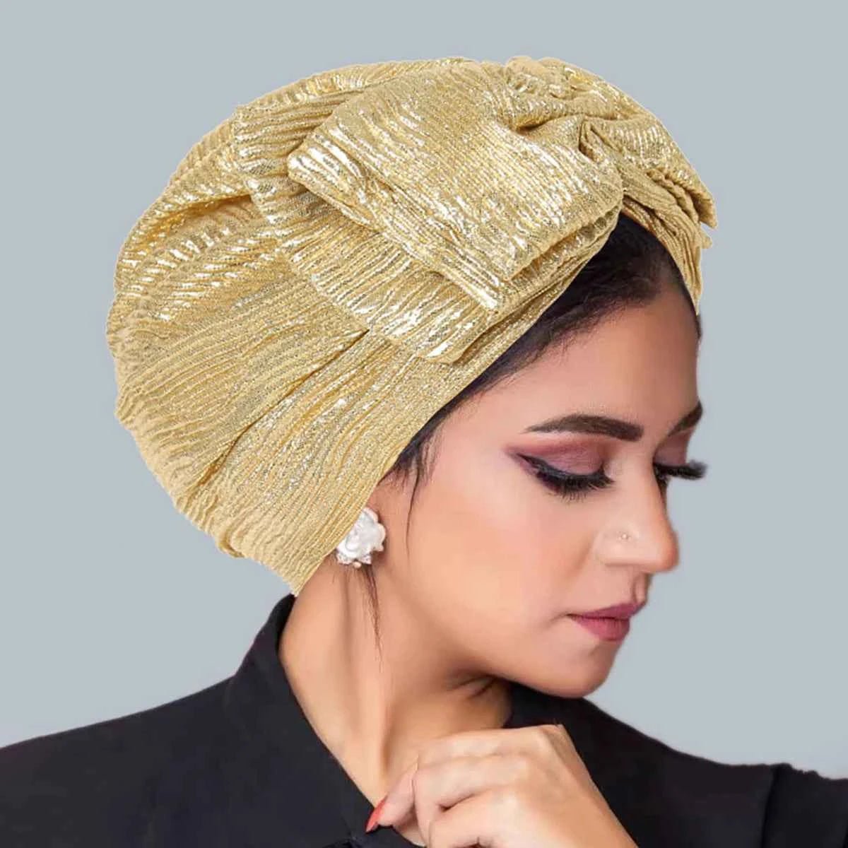 New Fashion Bow Women's Hijab Solid Color Muslim Ladies Turban Bonnet Soft Elastic Head Wrap Head Scarf Indian Hats