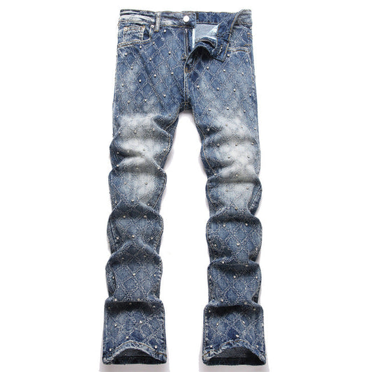 Plaid beaded jeans Colouronova