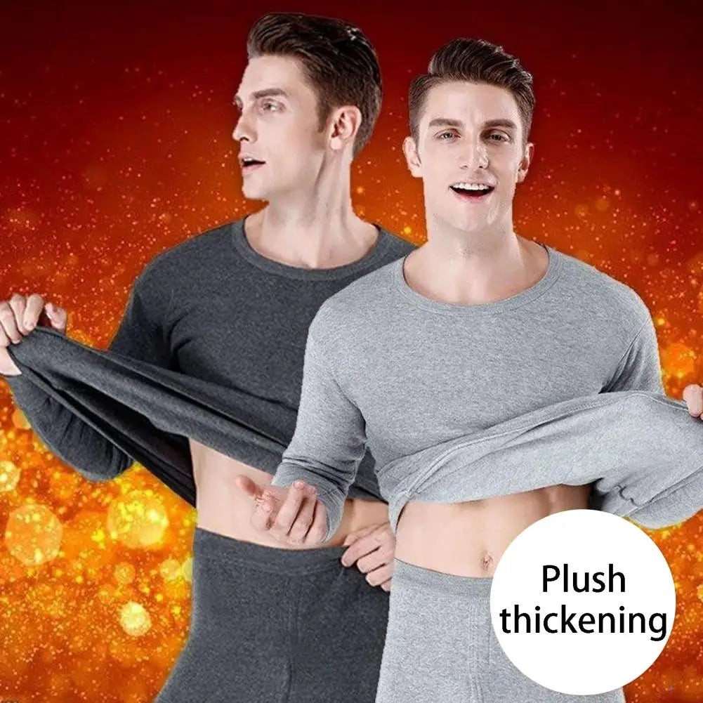 Winter Thermal Underwear Set Men Warm Thick Fleece Long Johns Tops Man Thermal T Shirts Bottom Pants Suit Thermal Pajamas Set - Colouronova