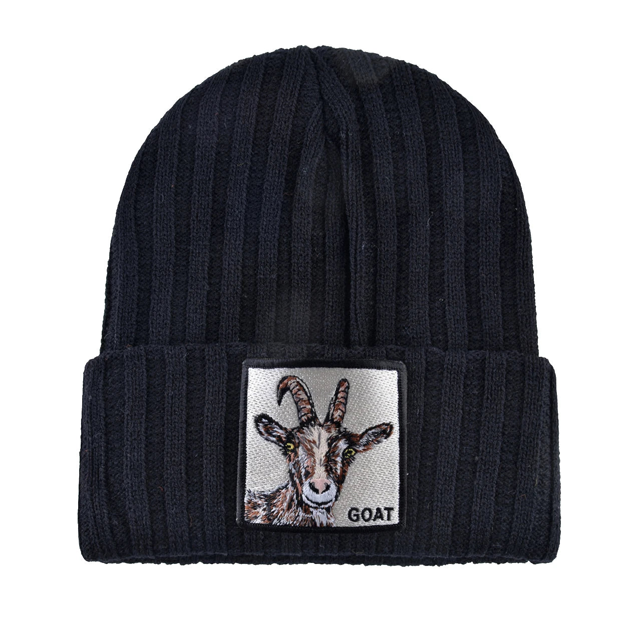 Unisex Black Beanie Hat With Animals Embroidery Patch Knitted Skull Cap For Men Women For Autumn Winter Streetwear Bonnet Hats - Colouronova