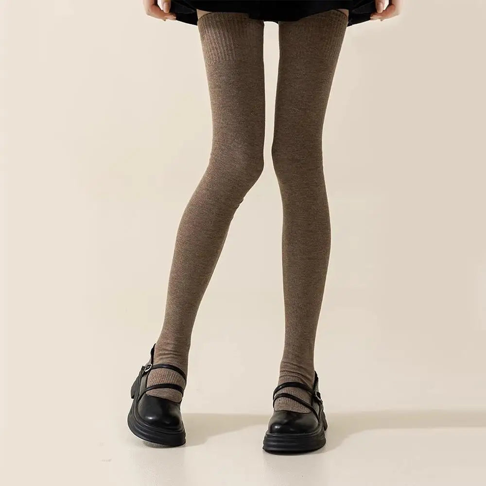 Autumn Winter Women Silk Stockings Skinny Casual Cotton Over Knee-High Fluffy Female Long Knee Sock Solid Color High Tube Socks - Colouronova