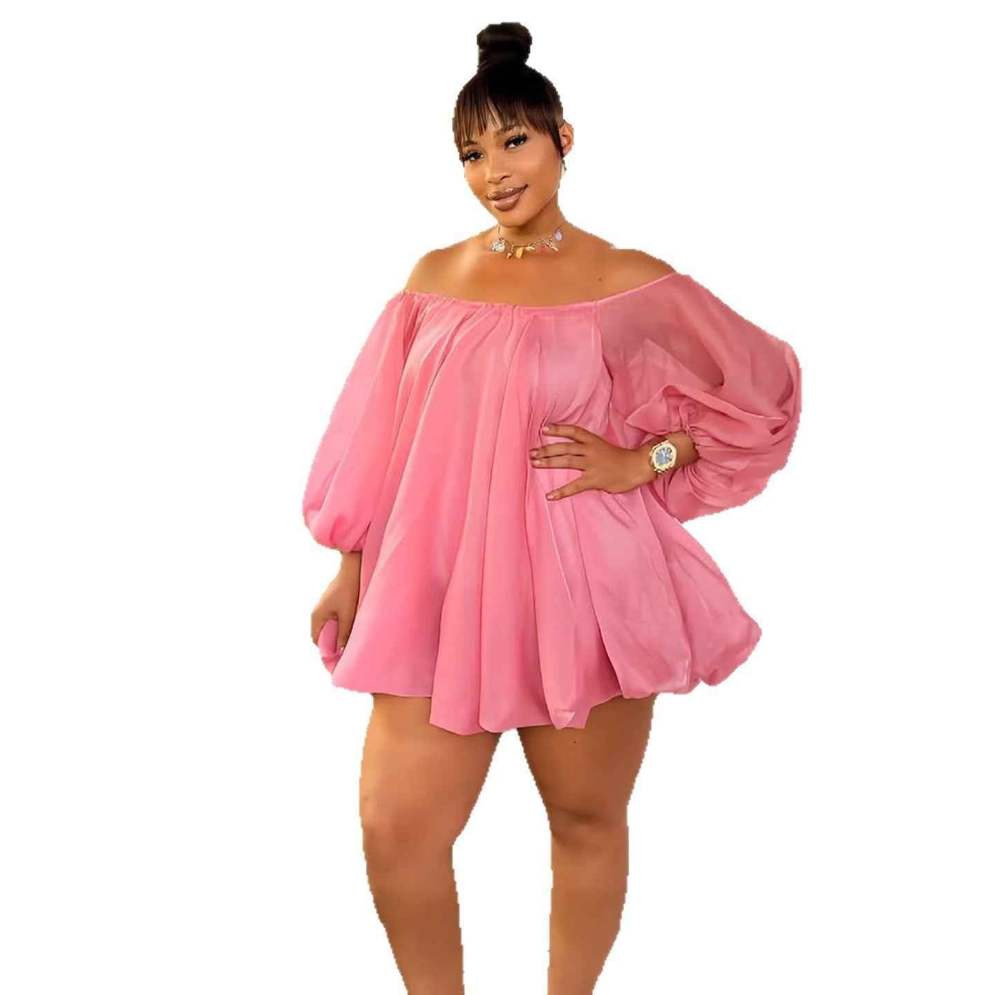 Off-Shoulder Puff Sleeve Dress