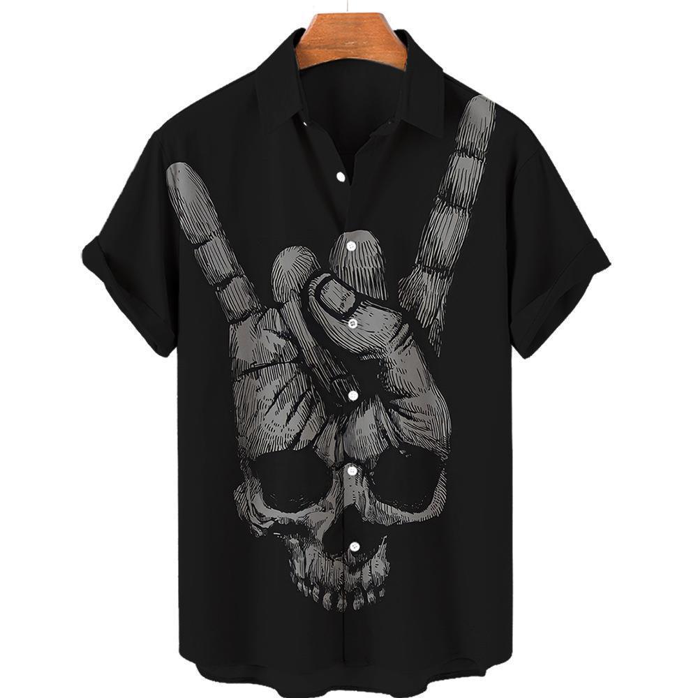 Print Skull Hawaiian Shirt Colouronova