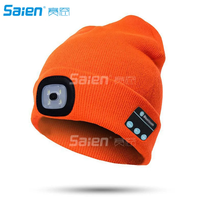 LED Beanie Hat, Built-in Stereo Speakers & Mic, USB Rechargeable LED Lighted Knit Cap, Unisex Christmas Gifts for Men, Women - Colouronova