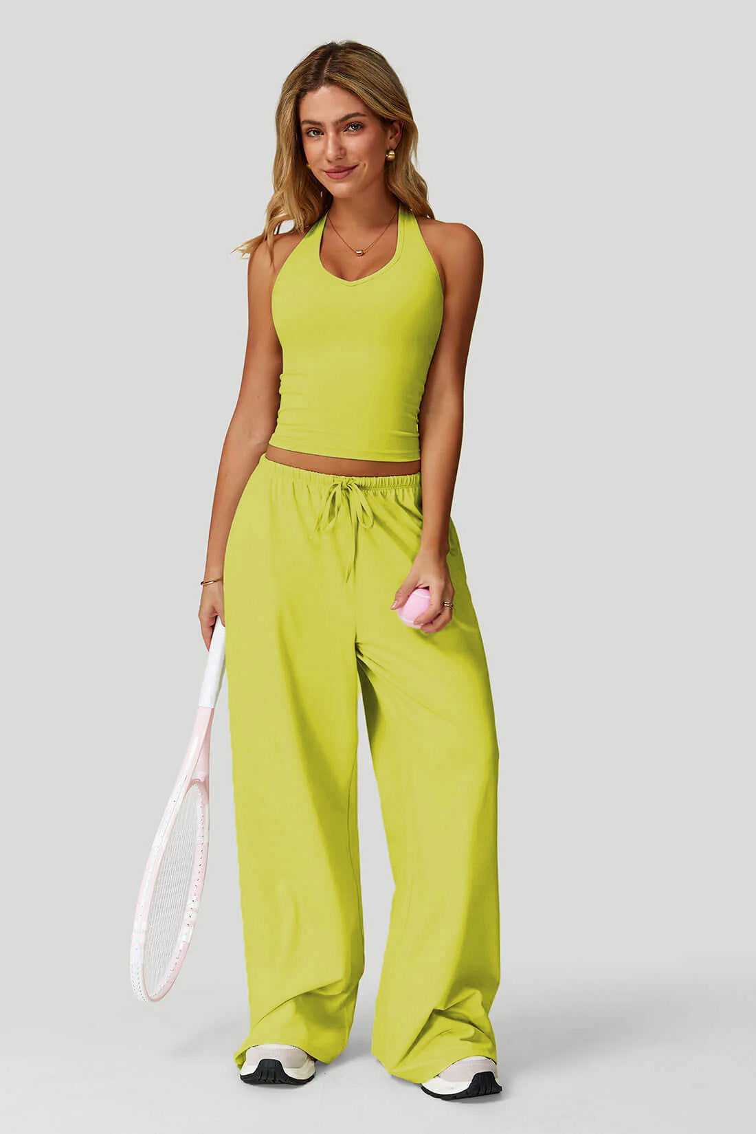 Sleeveless Vest and Wide-Leg Pants Set Colouronova
