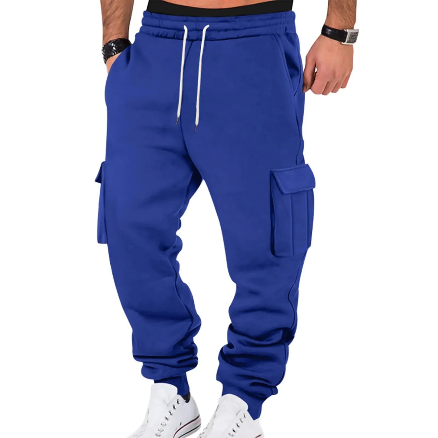 Autumn and Winter New Slim Fit Casual Pants Mens Slim Fit Cargo Pants Long Outdoor Thermal Warm Gym Joggers Cotton Sweatpants - Colouronova