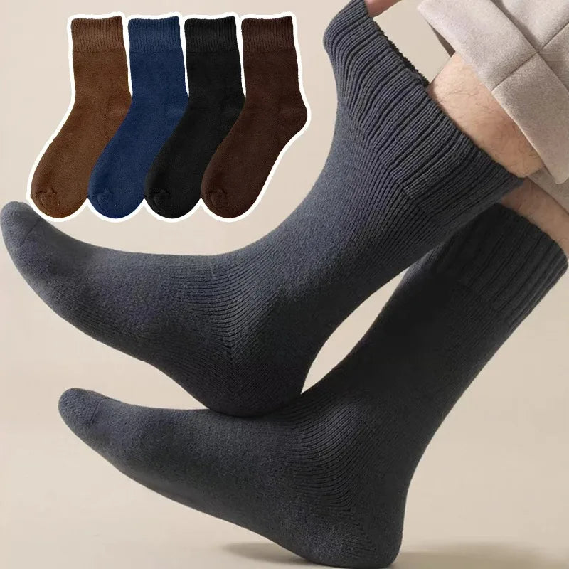 1/3Pairs Winter Warm Thicken Socks Fleece Lined Plush Warm High Tube Long Socks Solid Color Cold Weather Women Men Comfortable - Colouronova
