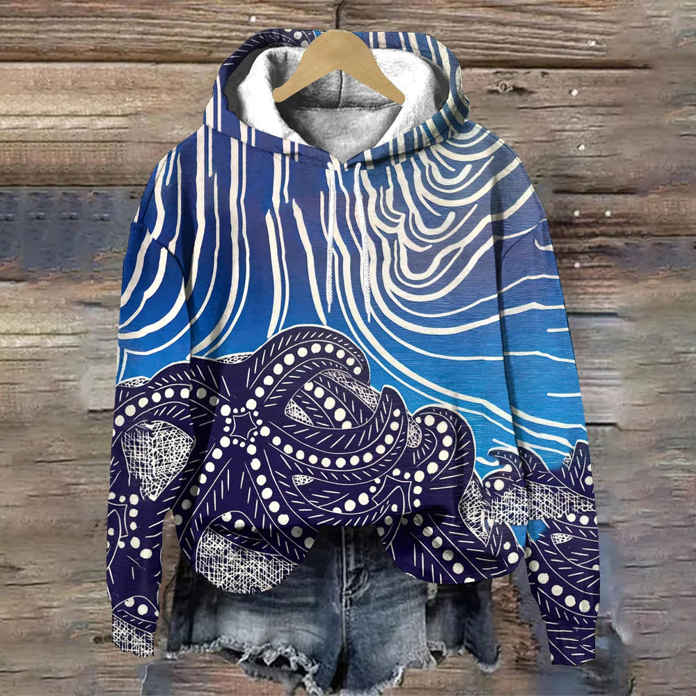 Sea Animal Pattern Women's Hoodie Fashion Women Clothing Tops Autumn/Winter Pullover Hoodies Casual Loose Women's Sweatshirts - Colouronova