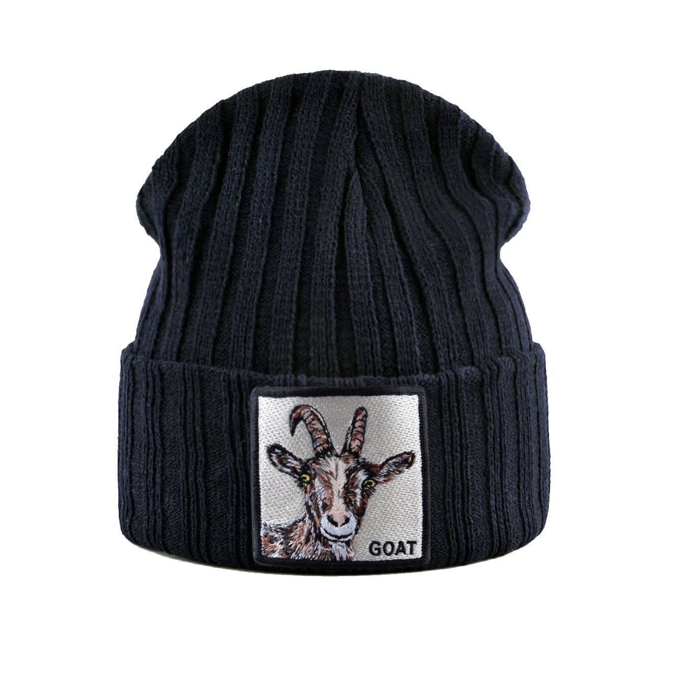 Unisex Black Beanie Hat With Animals Embroidery Patch Knitted Skull Cap For Men Women For Autumn Winter Streetwear Bonnet Hats - Colouronova