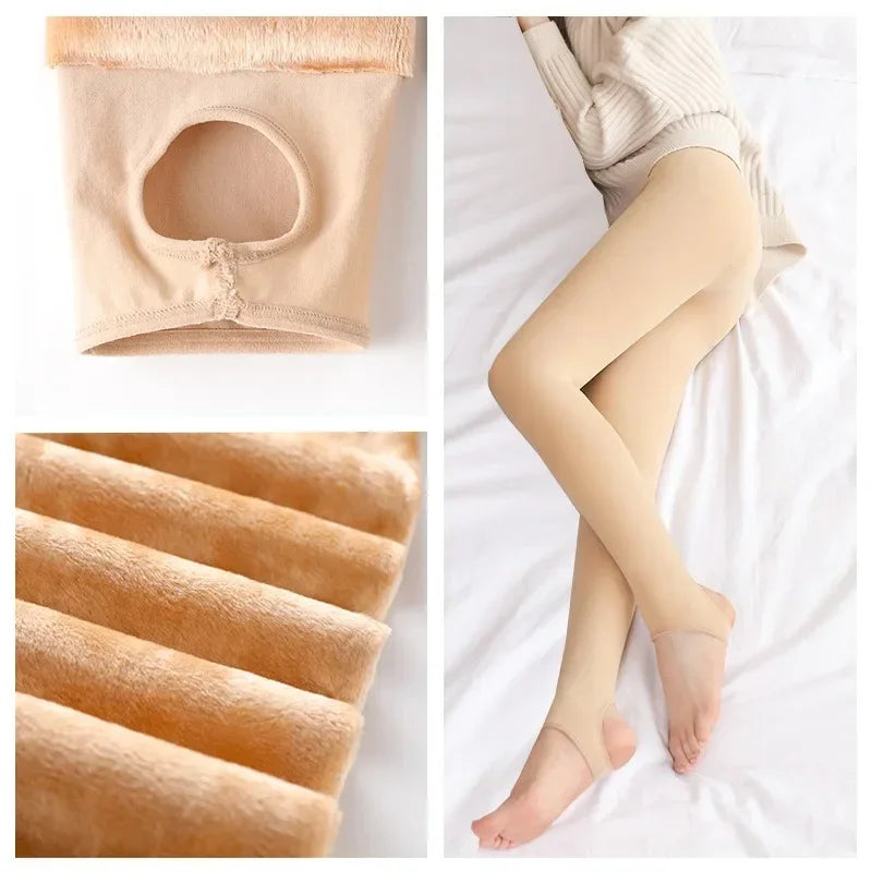 Women Leggings Warm Thermal Underwear Bottoms Thin Velvet Autumn Female Stockings High Waist Seamless Soft Legging Pants Winter - Colouronova