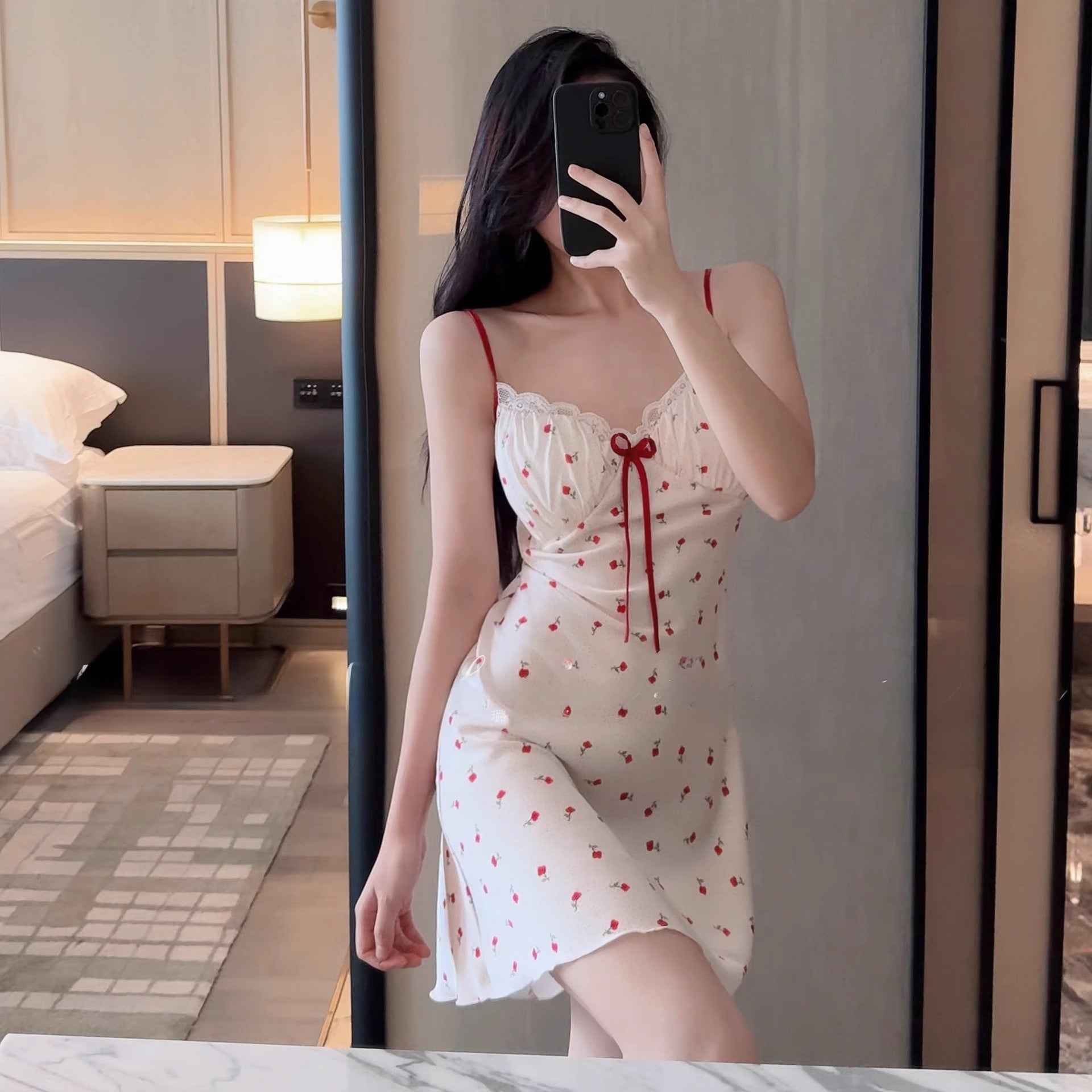 Suspender Nightgown with Breast Pad