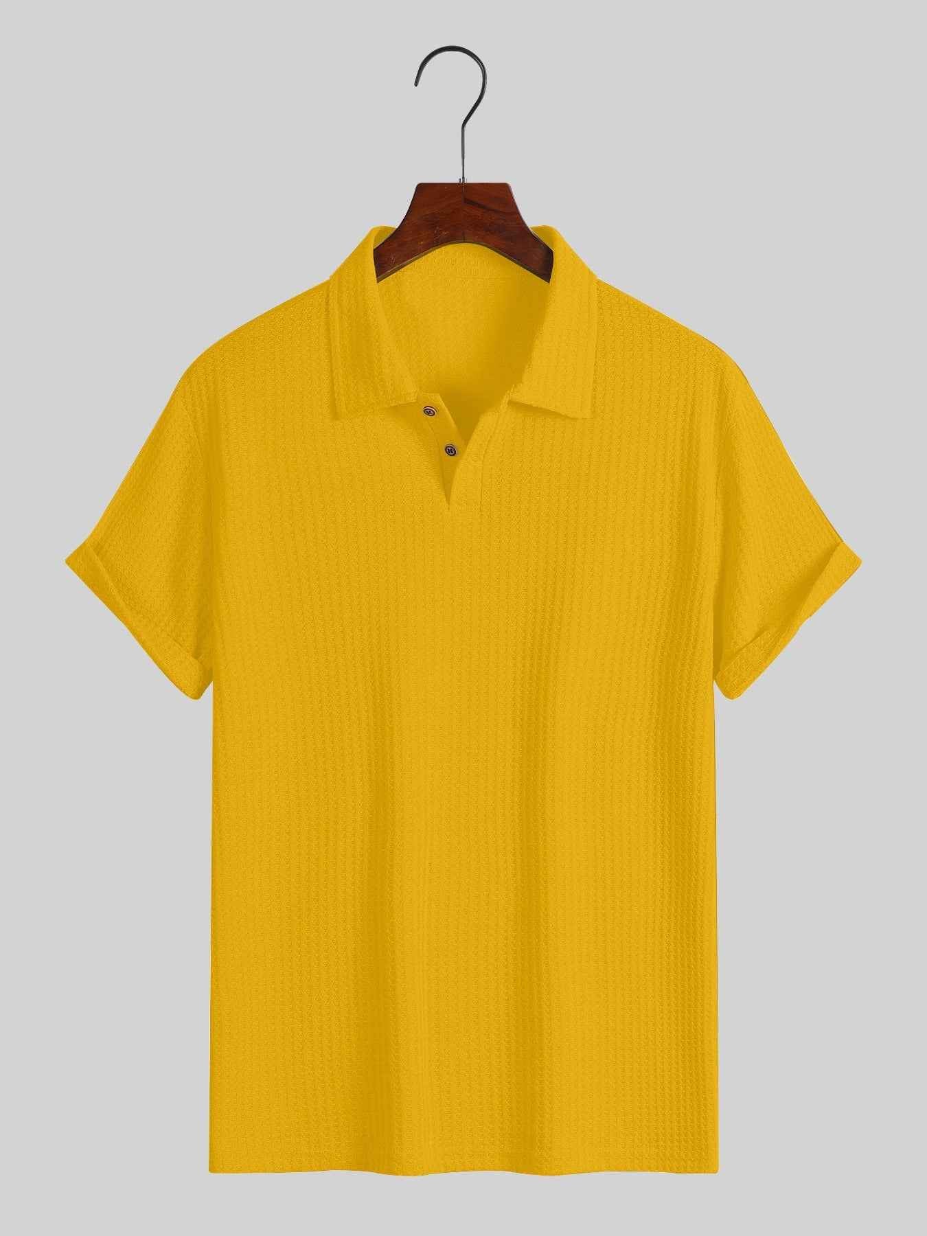 Men's top lapel diamond-patterned knitted polo cedar