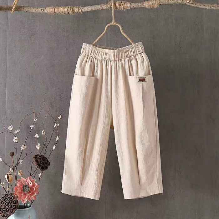Women's cotton and linen capri pants