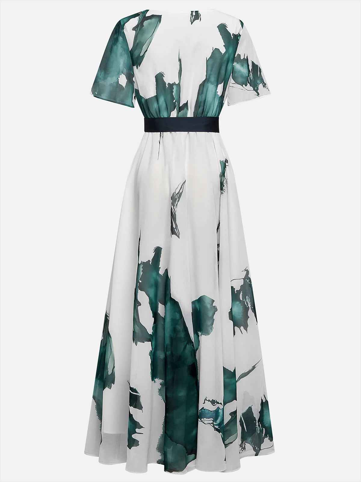 V-neck Digital Print A-line Dress