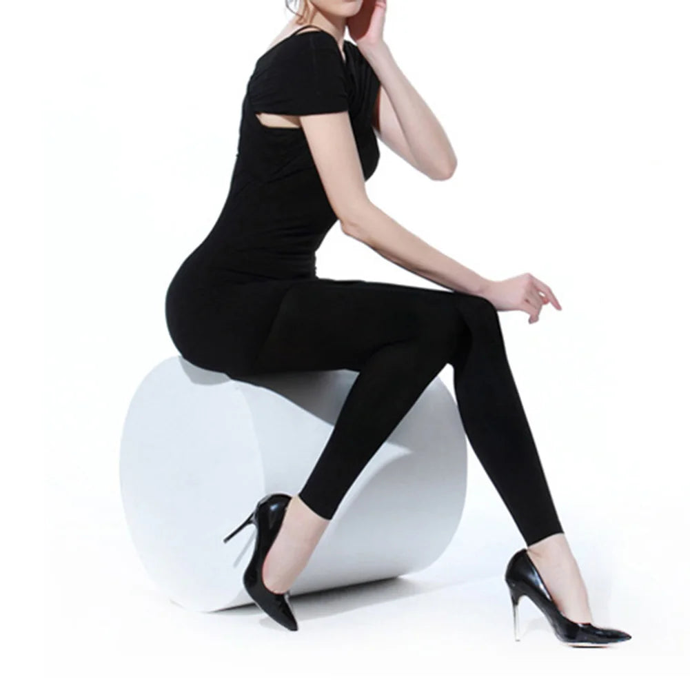 Anti-hook Tights Ankle-Length Pants Daily Fashion Black Sexy Solid Color Leggings Stocking Solid Color Pattern - Colouronova