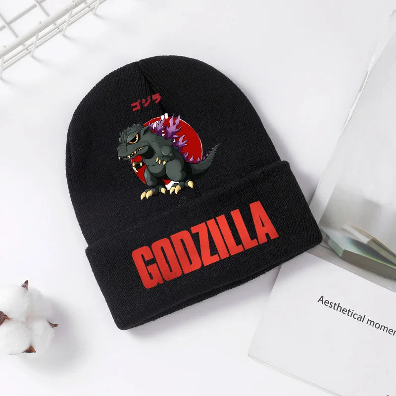Godzilla Knitted Hat Winter Spring Cool Men Boys Kid Cap Anime Printed Brimless Bonnets Warm Comfortable Beanies Baby Party Gift - Colouronova