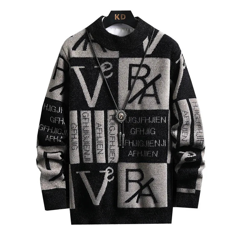 Men Knitted Sweater Stripe Pullovers Printing Round Neck Sweater Autumn/Winter Designer Quality Casual Men Clothing Jumper - Colouronova