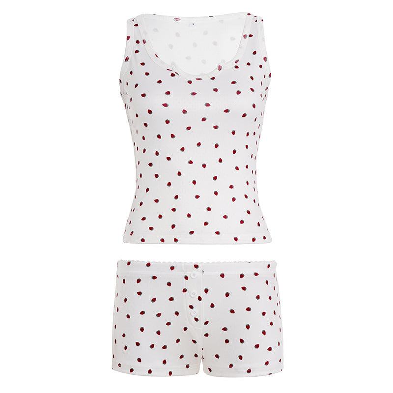 Strawberry Print Camisole and Shorts Set Colouronova