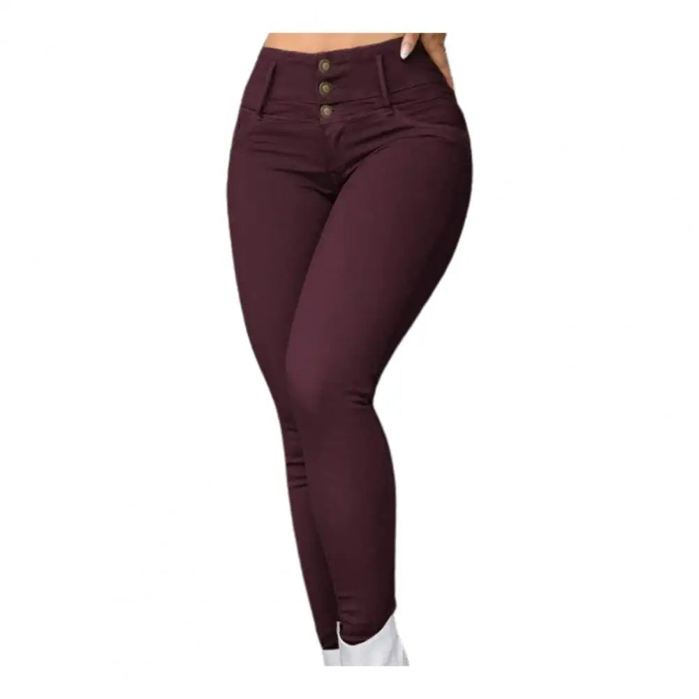 High-waisted Commuter Trousers Stylish Women's High Waist Pencil Pants Slim Fit Breathable Fabric Ankle Length Trousers - Colouronova