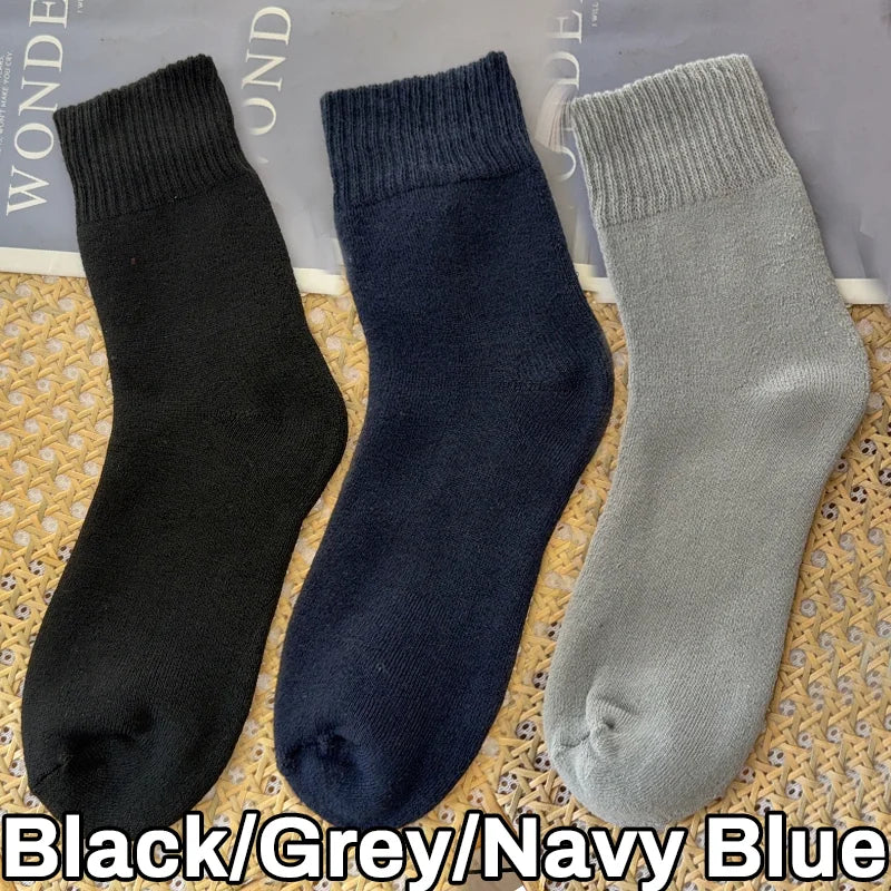1/3Pairs Super Thick Warm Socks Soft Men High Tube Long Socks Solid Color Sock Against Cold Snow Comfortable Winter Essentials - Colouronova
