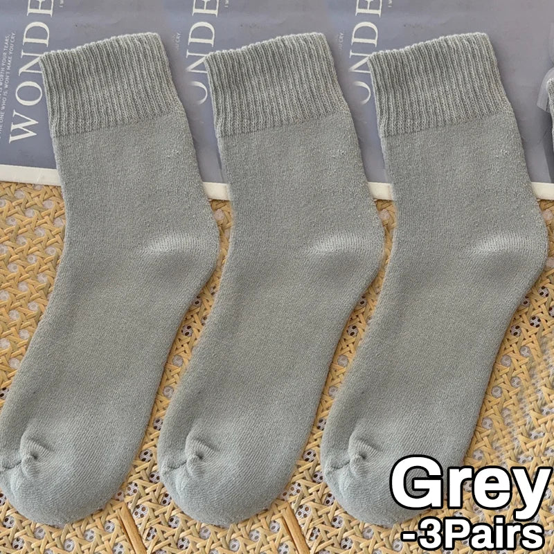 1/3Pairs Winter Warm Thicken Socks Fleece Lined Plush Warm High Tube Long Socks Solid Color Cold Weather Women Men Comfortable - Colouronova