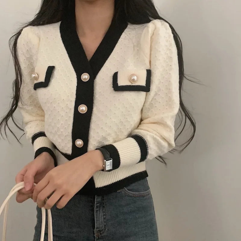 Retro Women Cardigan Jacket Autumn Winter Women's Knitted Sweater Single-breasted Long Sleeve Knitwear Outerwear - Colouronova
