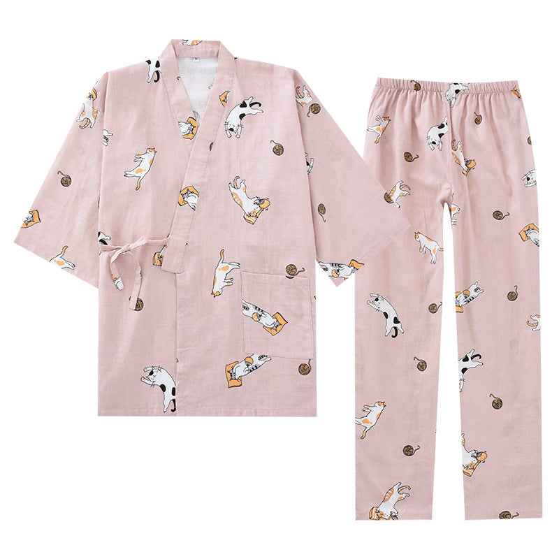 Japanese Style Cotton Gauze Kimono Pajamas