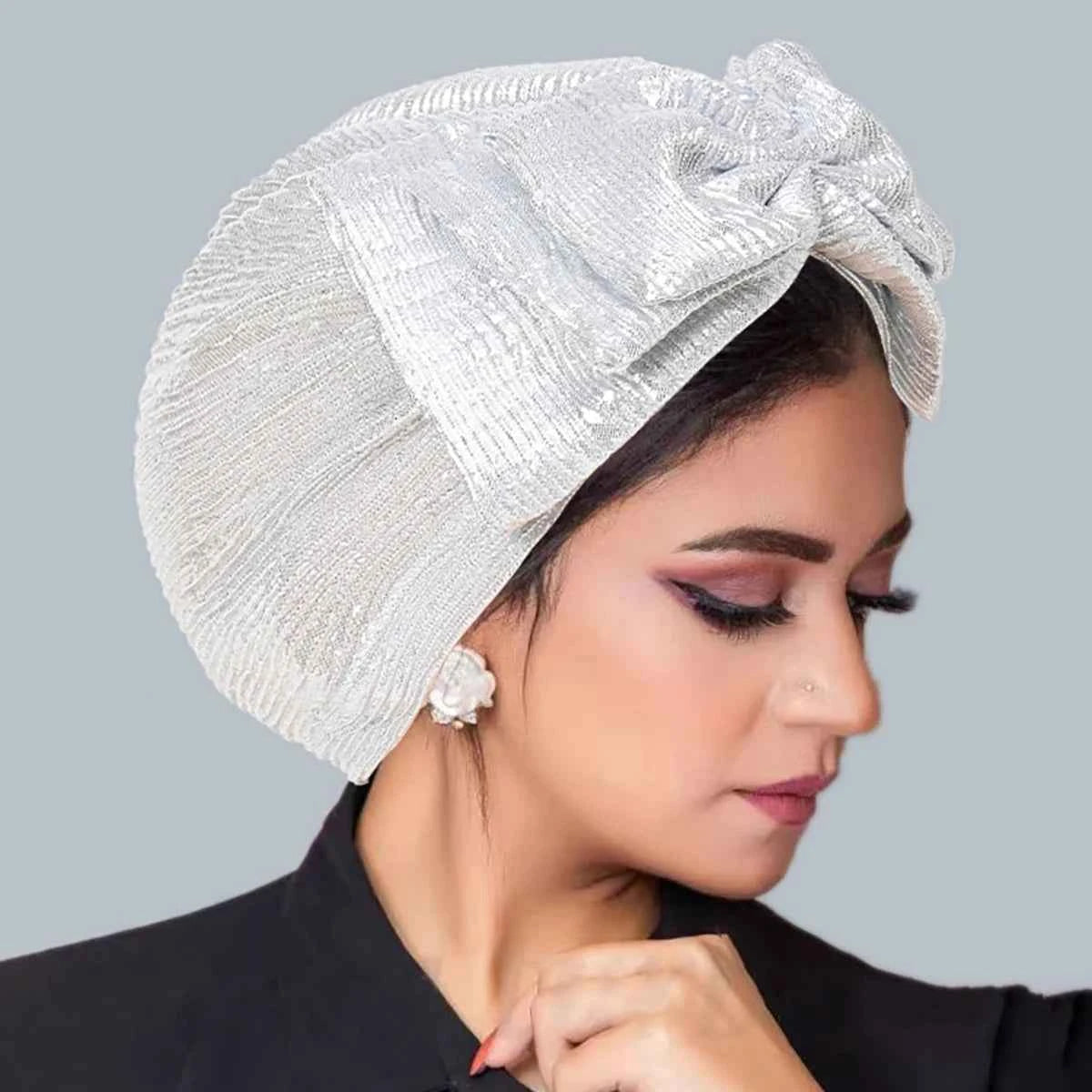 New Fashion Bow Women's Hijab Solid Color Muslim Ladies Turban Bonnet Soft Elastic Head Wrap Head Scarf Indian Hats