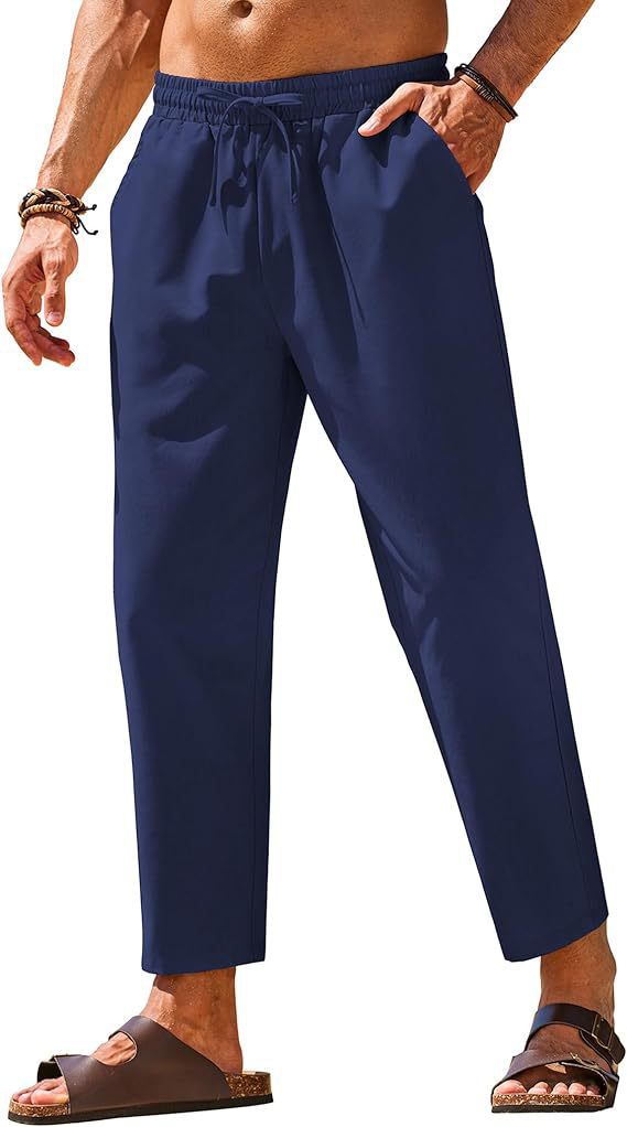 Men's Linen Drawstring Casual Pants Colouronova