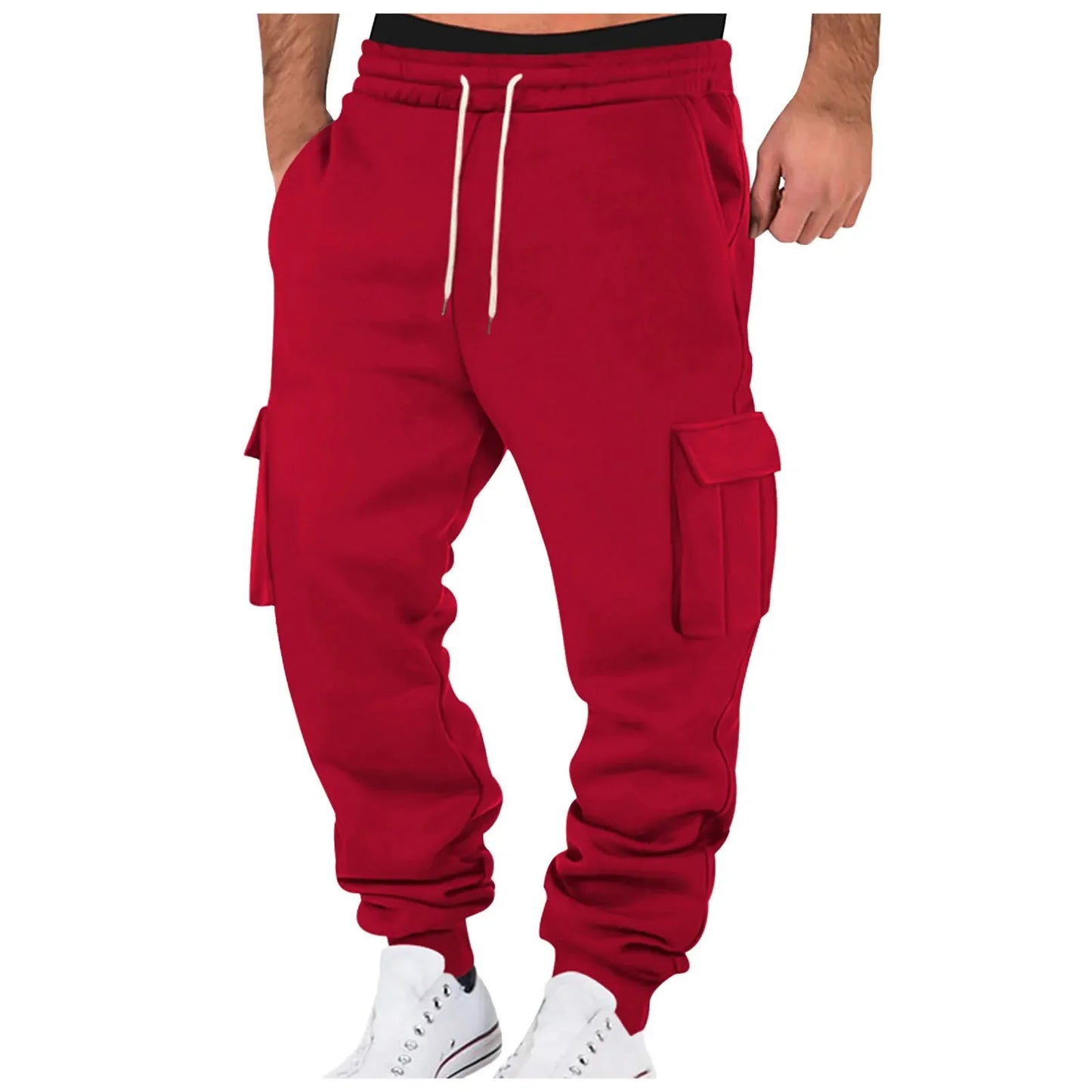 Autumn and Winter New Slim Fit Casual Pants Mens Slim Fit Cargo Pants Long Outdoor Thermal Warm Gym Joggers Cotton Sweatpants - Colouronova