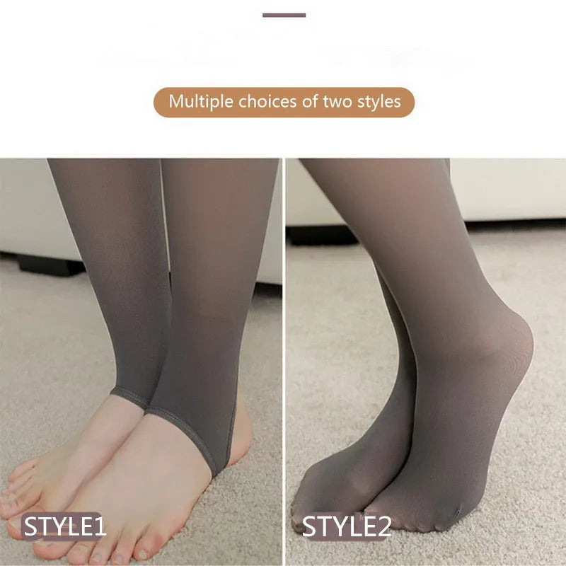 Warm Winter Tights Women's Fleece Tights Ladies Leggings Fake Translucent Pantyhose Thick Fleece Panty Thermal Stockings 2024 - Colouronova