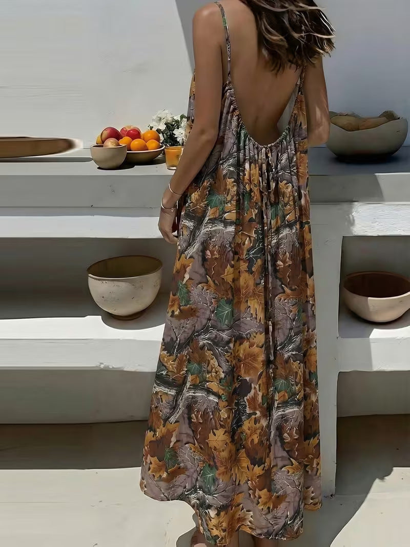 Womens Strappy Backless Maxi Dress Colouronova
