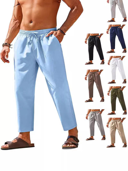 Men's Linen Drawstring Casual Pants Colouronova