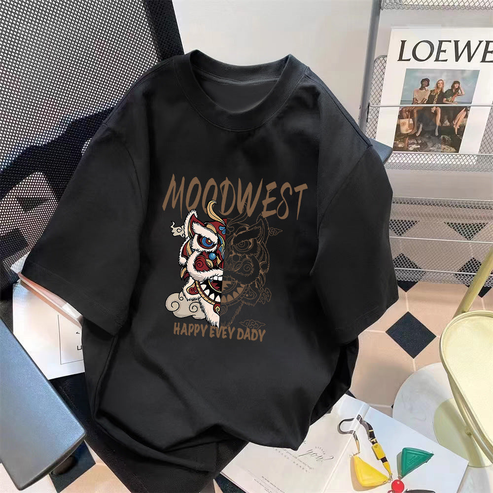 Trendy Summer Bear Print Loose T-Shirt Colouronova