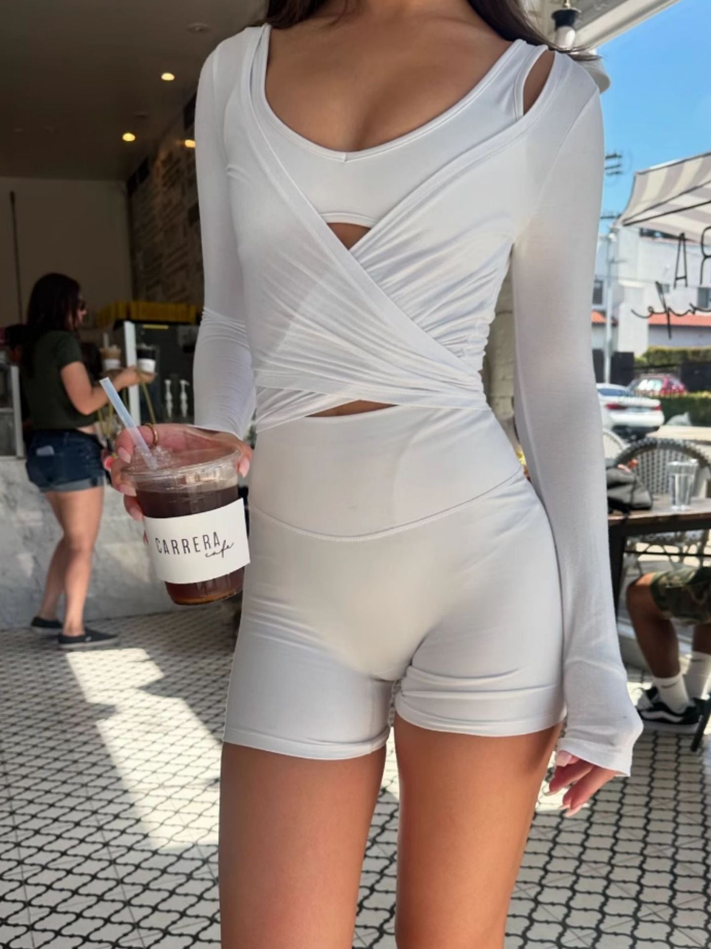 Women's Long Sleeve Strappy Yoga Top for Fitness Colouronova