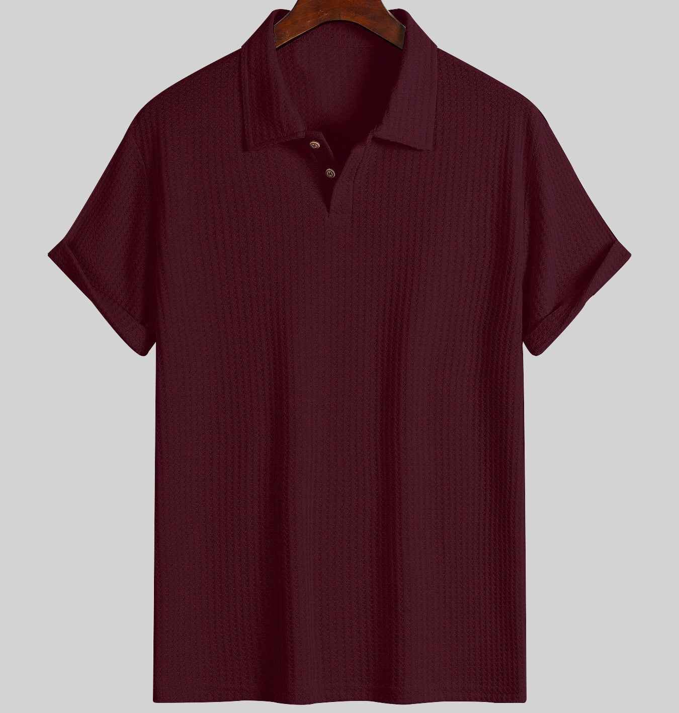 Men's top lapel diamond-patterned knitted polo cedar