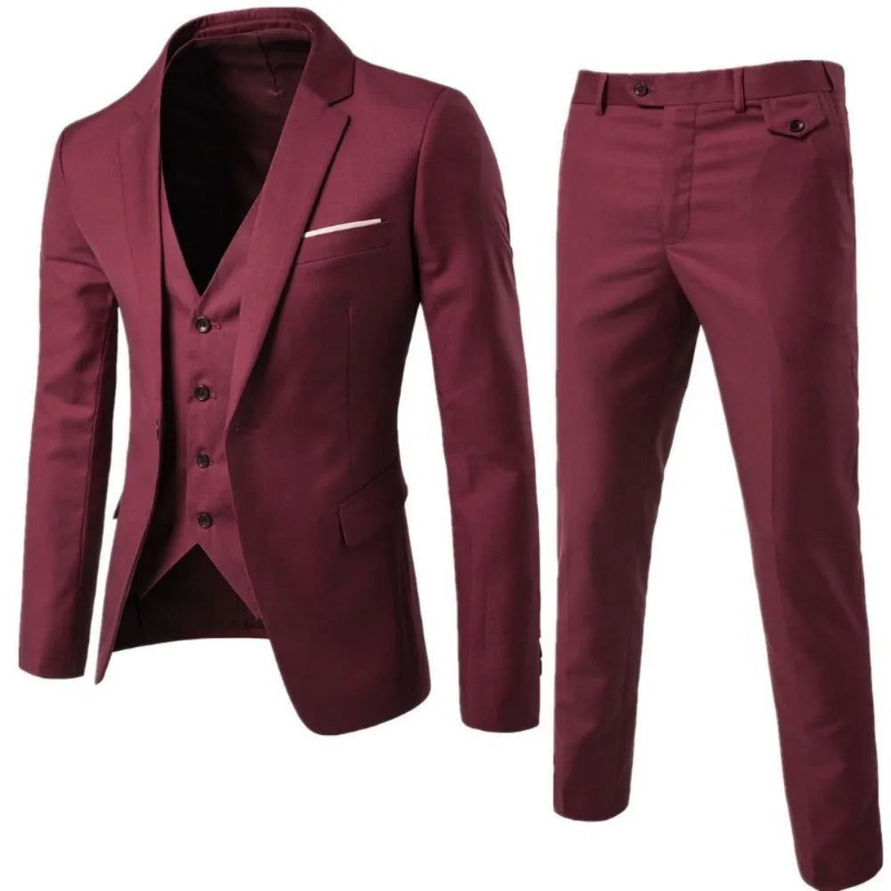 2025 All Season Business Casual Three Piece Suit for Men Groom and Groomsmen Wedding Suit - Colouronova