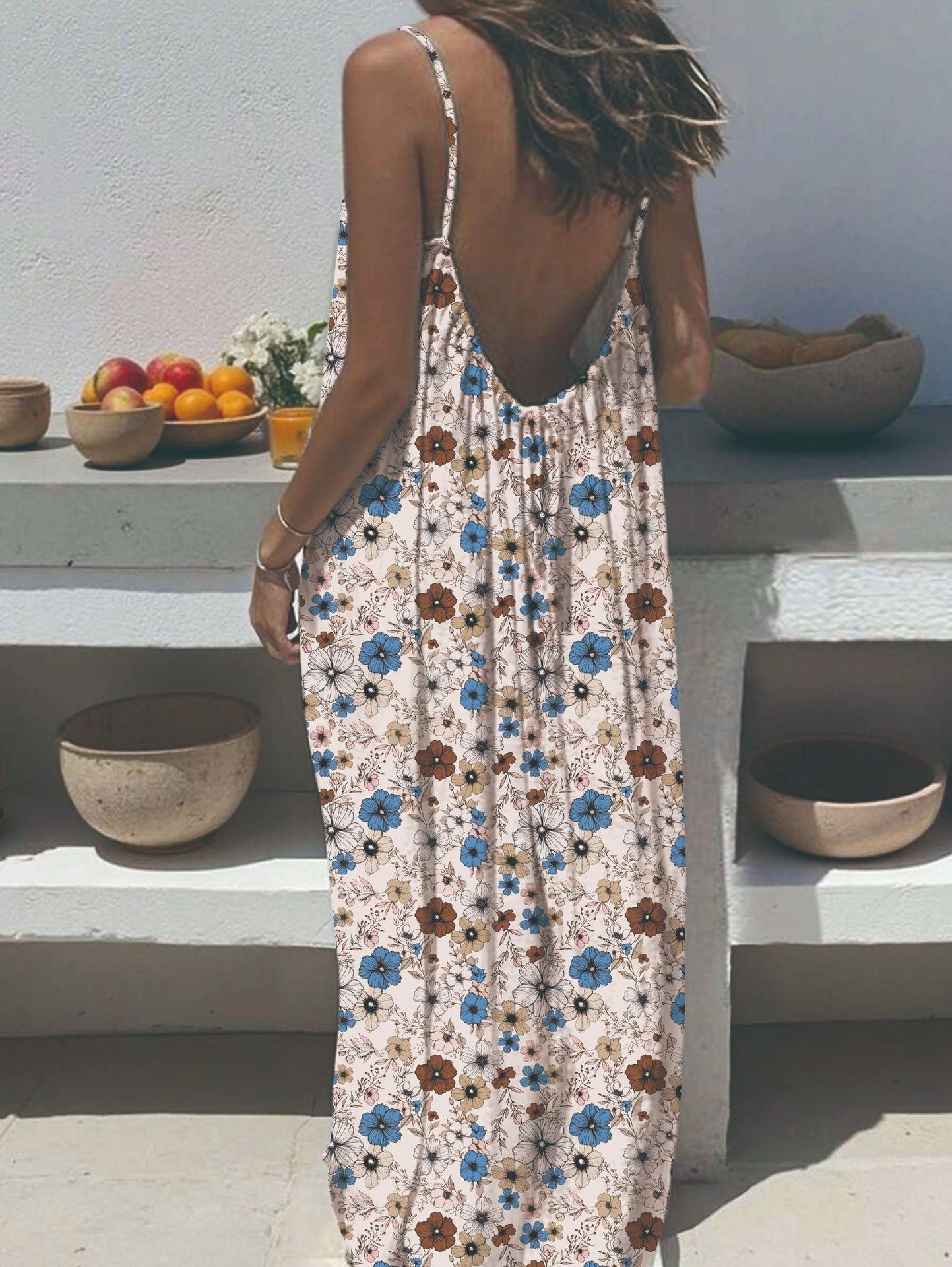 Womens Strappy Backless Maxi Dress Colouronova